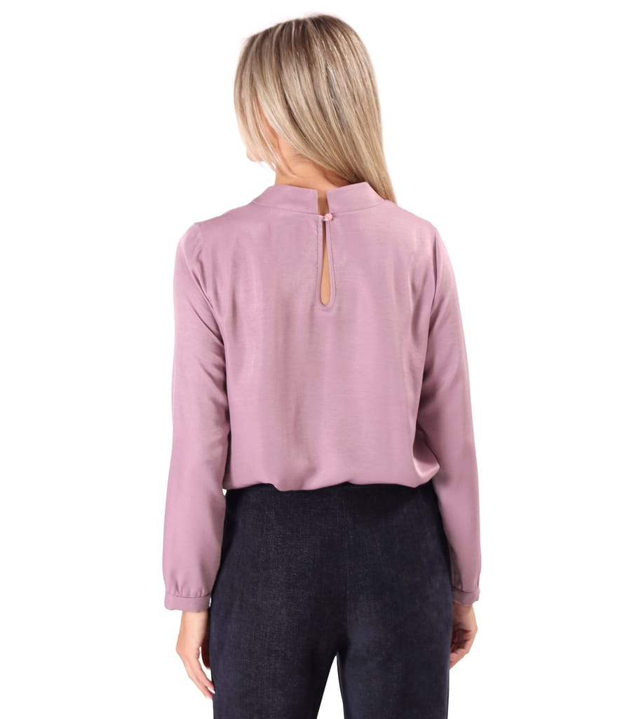 Bluza din saten cu viscoza cu guler gen tunica
