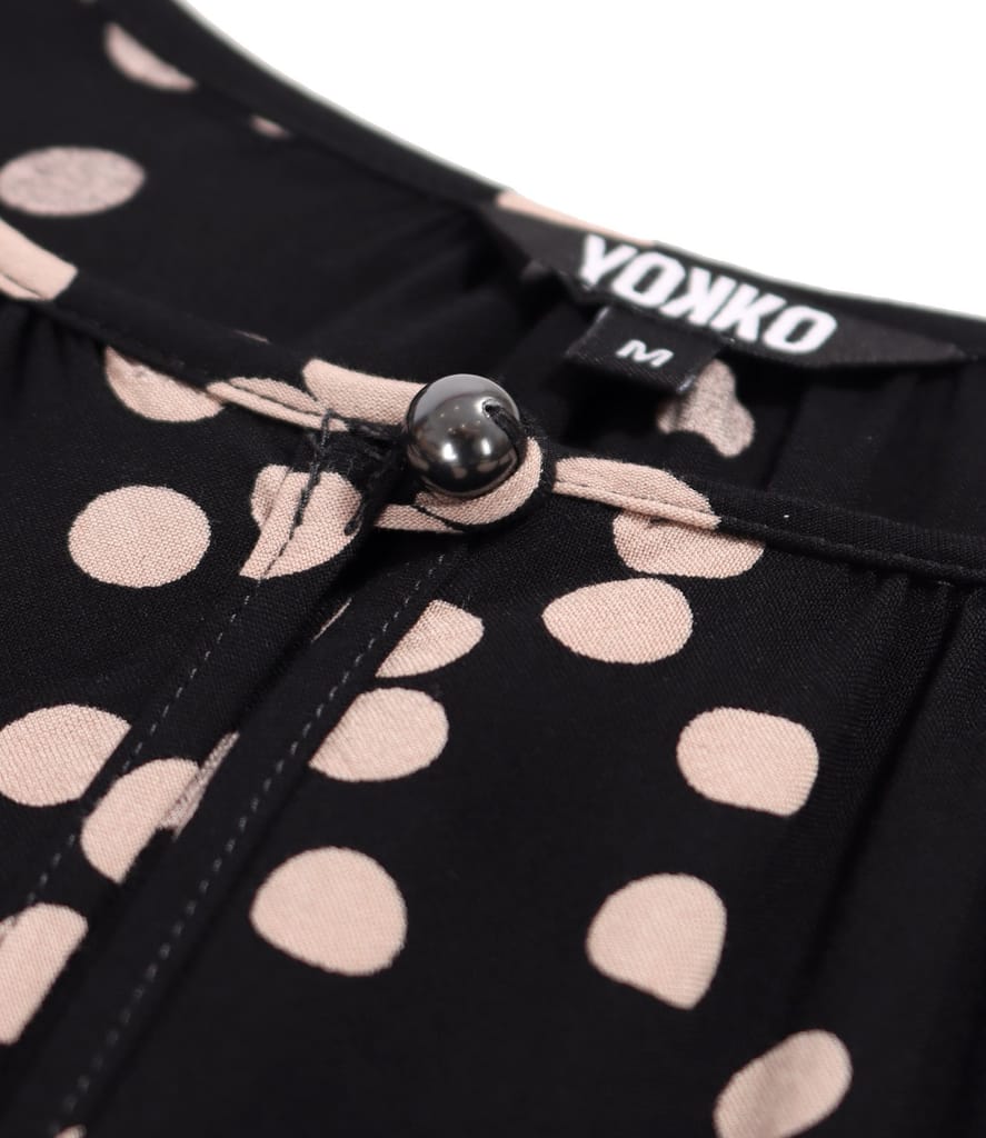 Bluza cu maneci lungi din viscoza imprimata cu buline