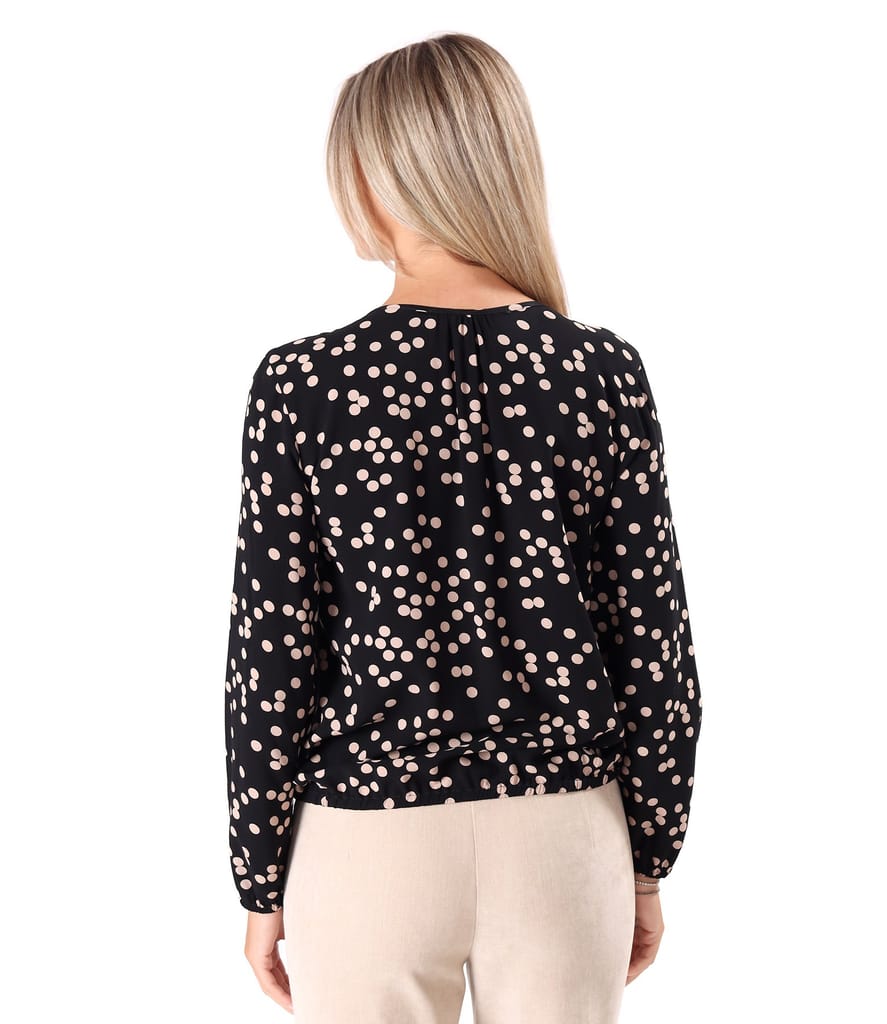 Bluza cu maneci lungi din viscoza imprimata cu buline