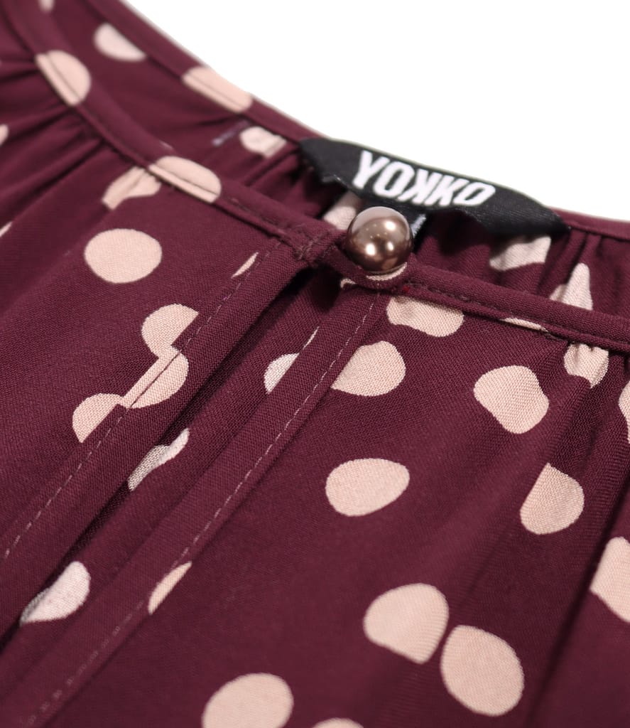 Bluza cu maneci lungi din viscoza imprimata cu buline