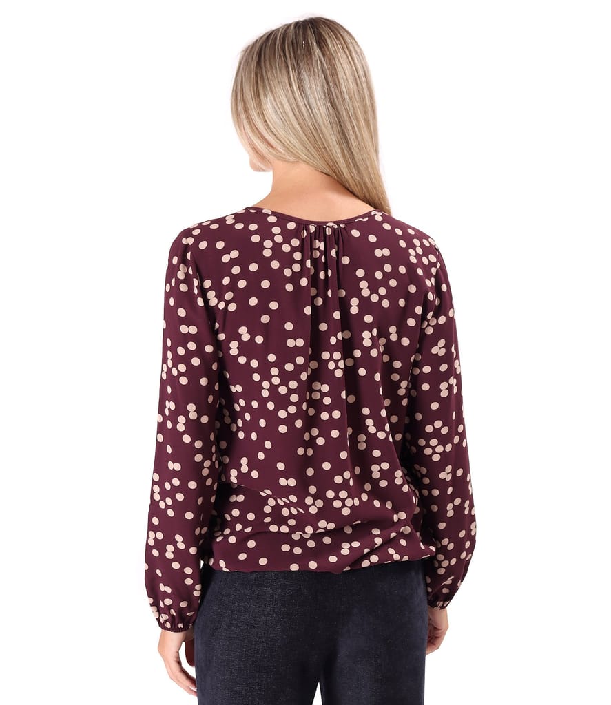 Bluza cu maneci lungi din viscoza imprimata cu buline