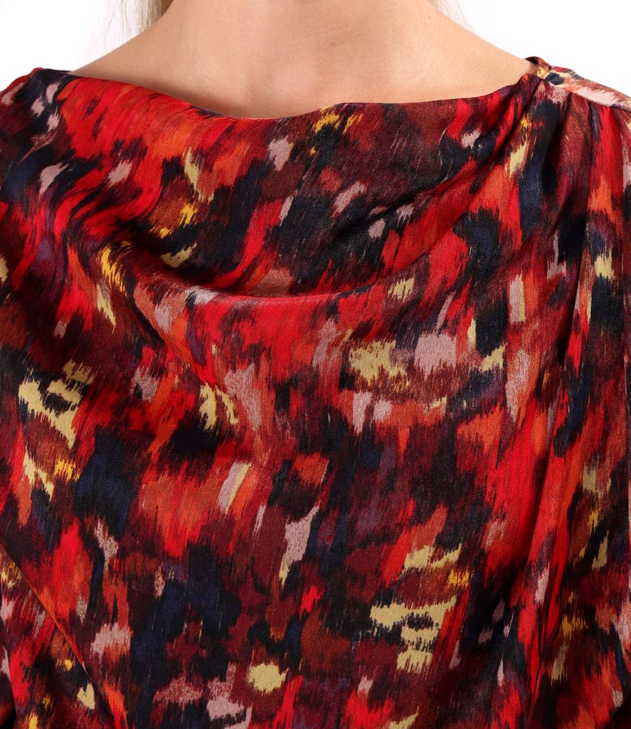 Rochie midi eleganta din saten imprimat