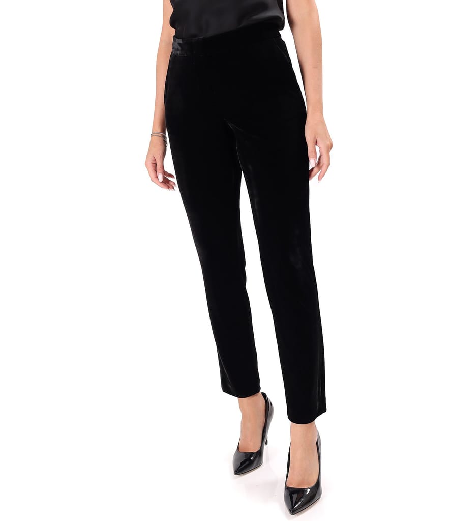 Pantaloni pana din catifea elastica neagra