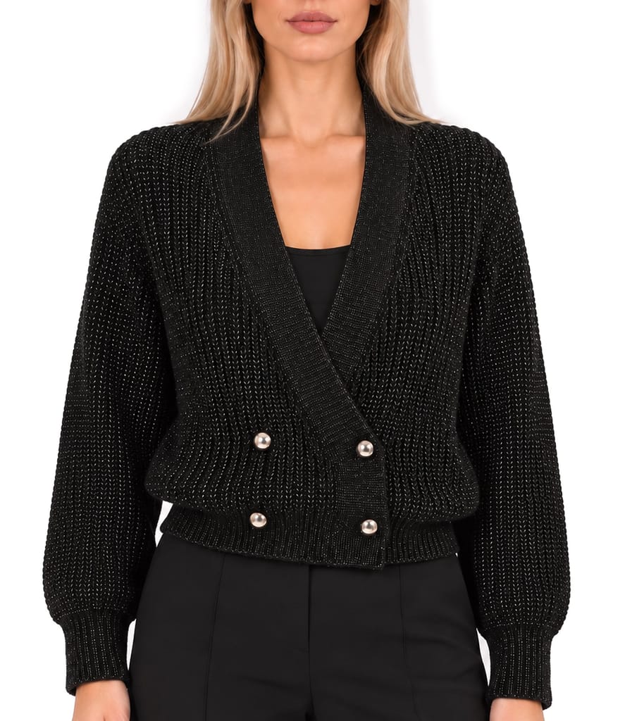 Cardigan tricotat cu doua randuri de nasturi