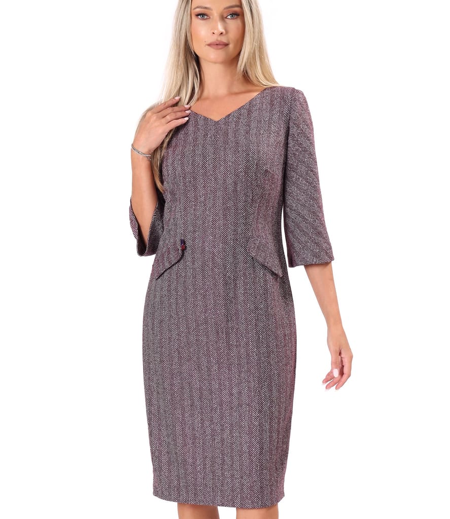 Rochie office din stofa cu viscoza si bumbac