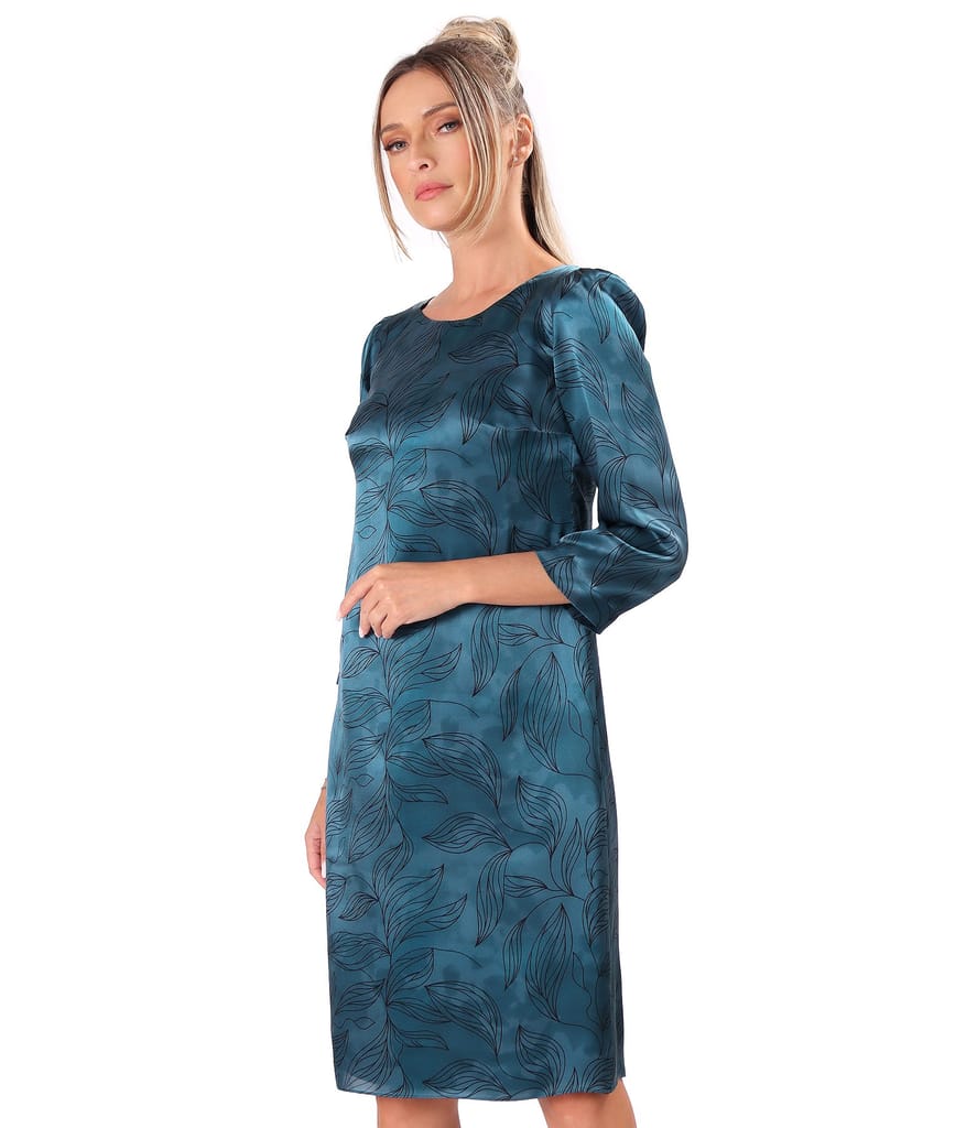 Rochie lejera din matase naturala imprimata cu motive florale