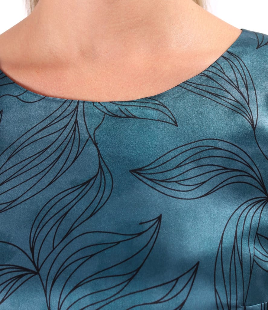 Rochie lejera din matase naturala imprimata cu motive florale