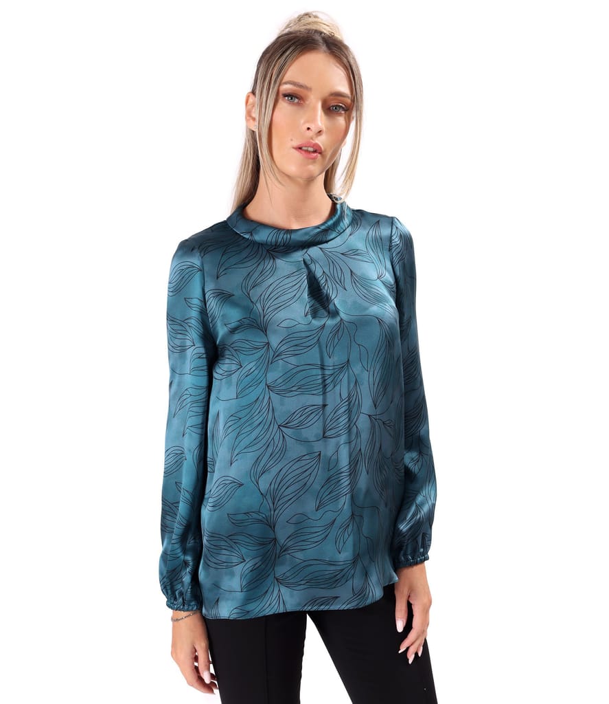 Bluza din matase naturala imprimata cu motive florale