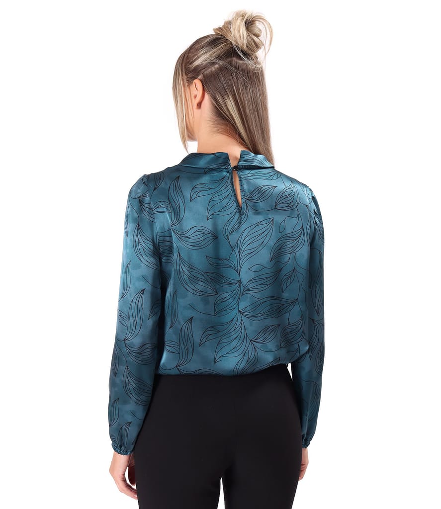 Bluza din matase naturala imprimata cu motive florale