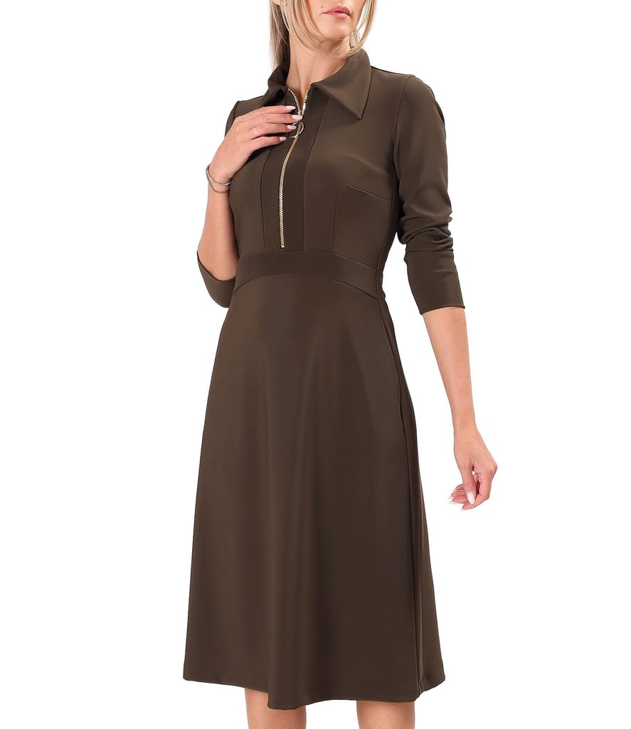 Rochie office evazata cu fermoar auriu
