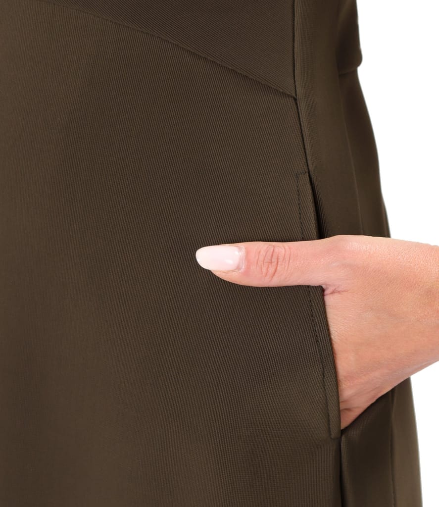 Rochie office evazata cu fermoar auriu si buzunare laterale
