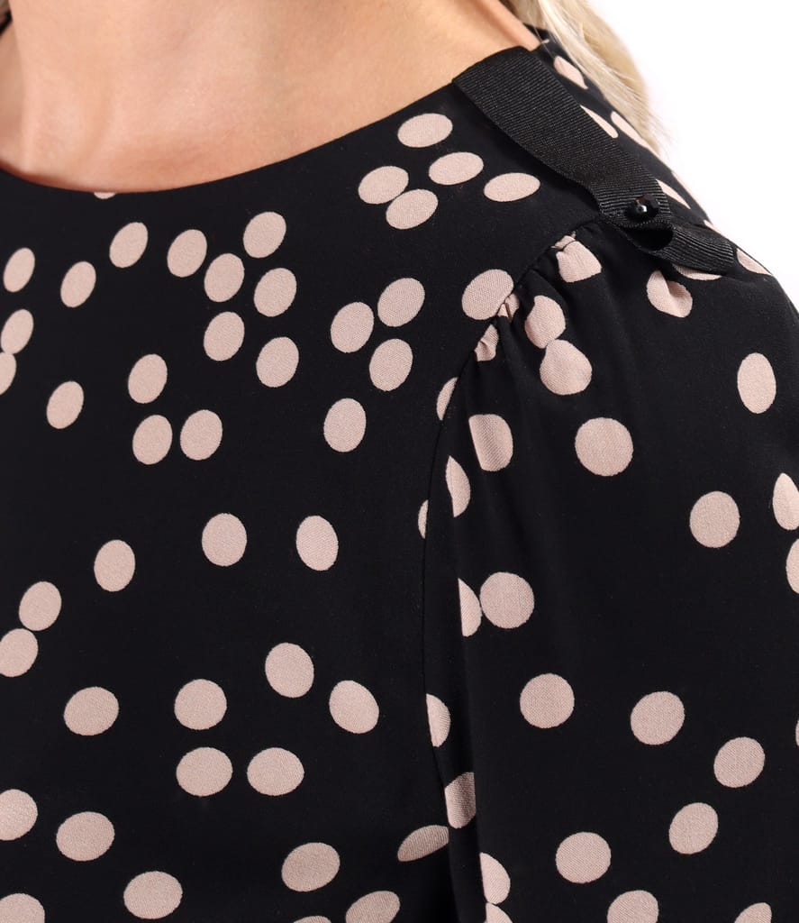 Rochie midi din viscoza imprimata cu buline