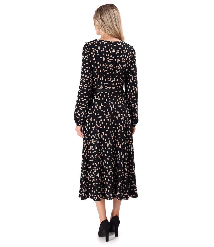 Rochie midi din viscoza imprimata cu buline