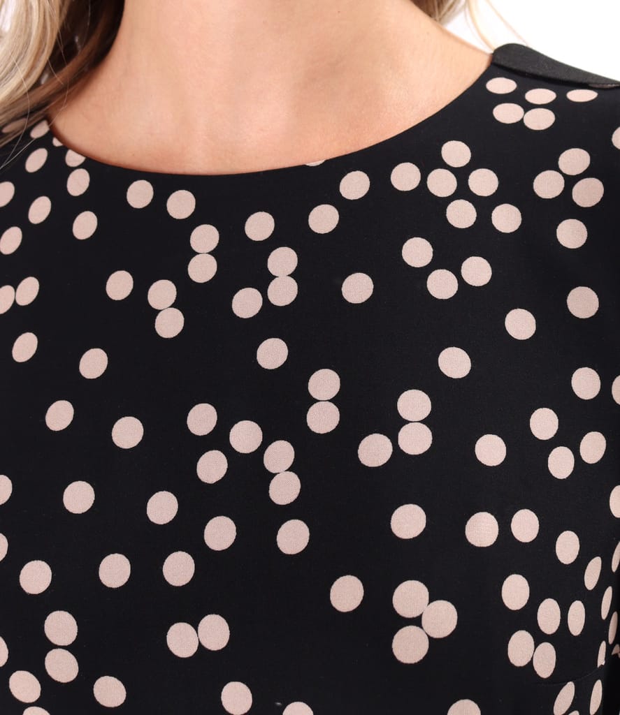 Rochie midi din viscoza imprimata cu buline
