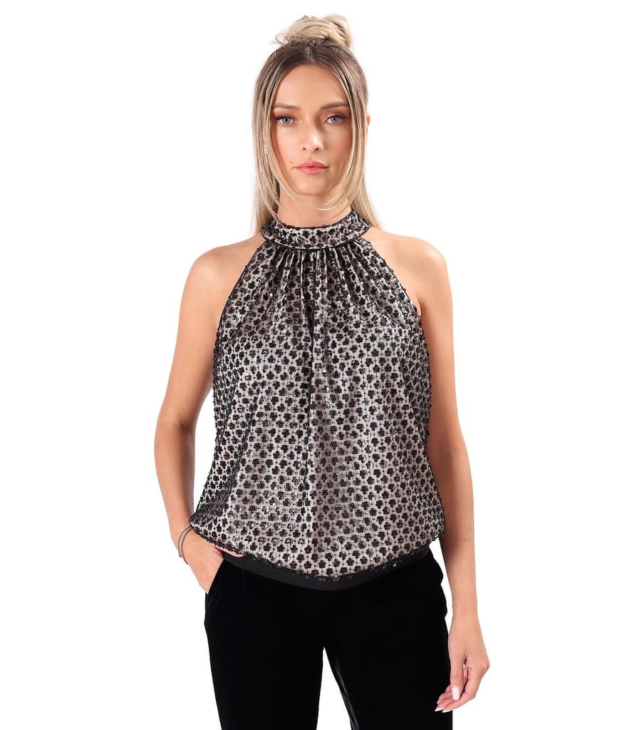 Bluza eleganta din paiete si margele