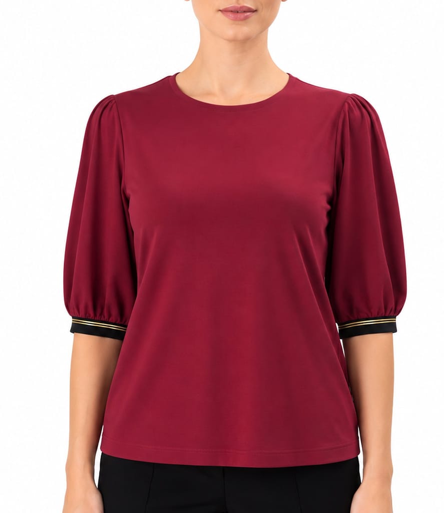 Bluza eleganta din jerse elastic cu maneci 3/4