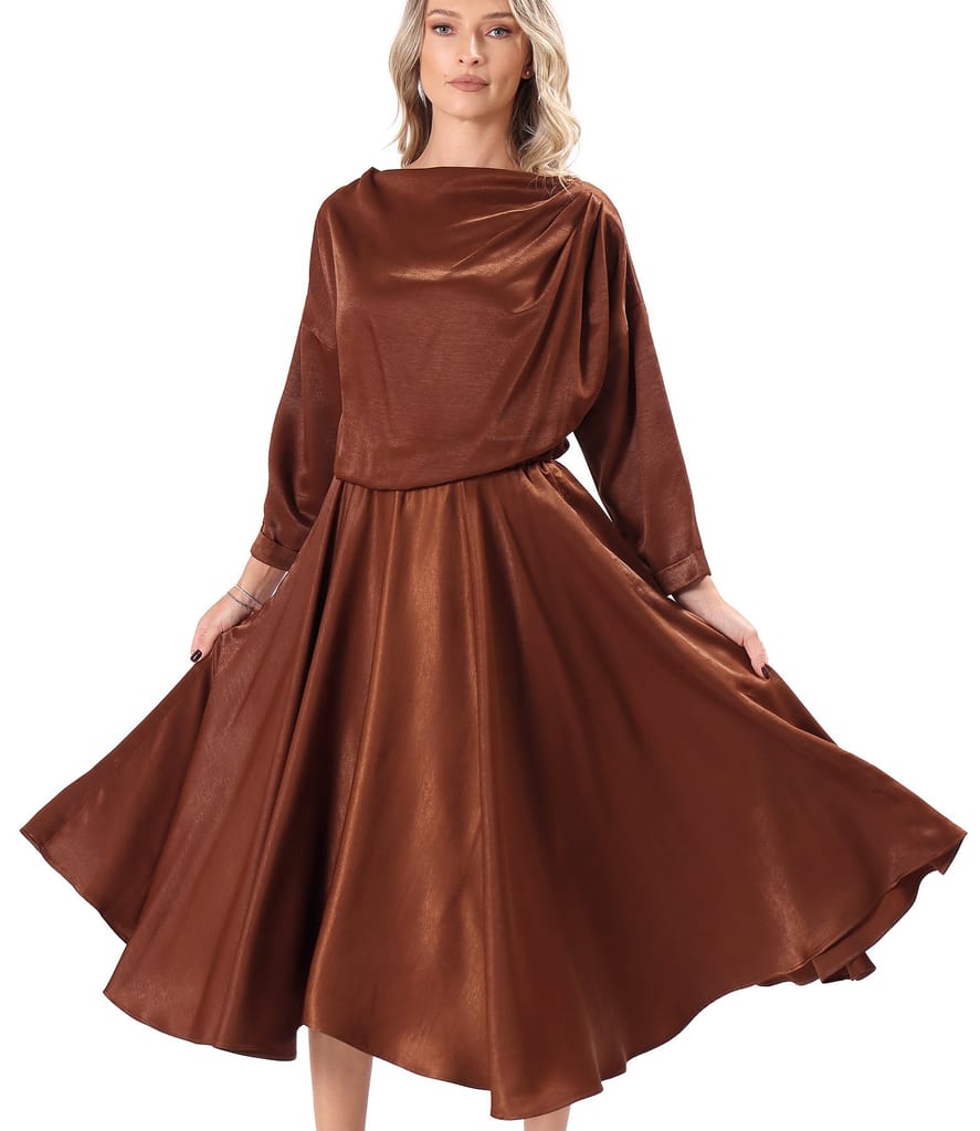 Rochie midi eleganta din tesatura cu viscoza satinata