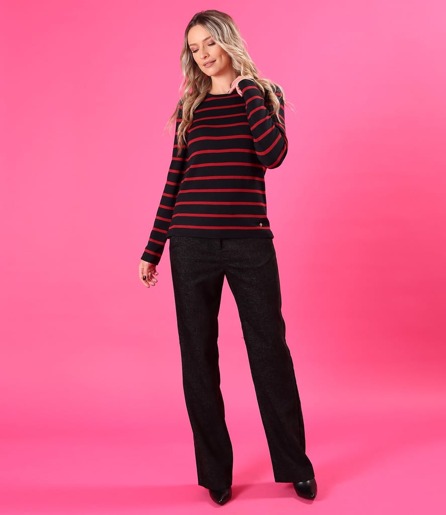 Tinuta smart casual cu bluza lejera din jerse elastic gros cu lana si pantaloni drepti