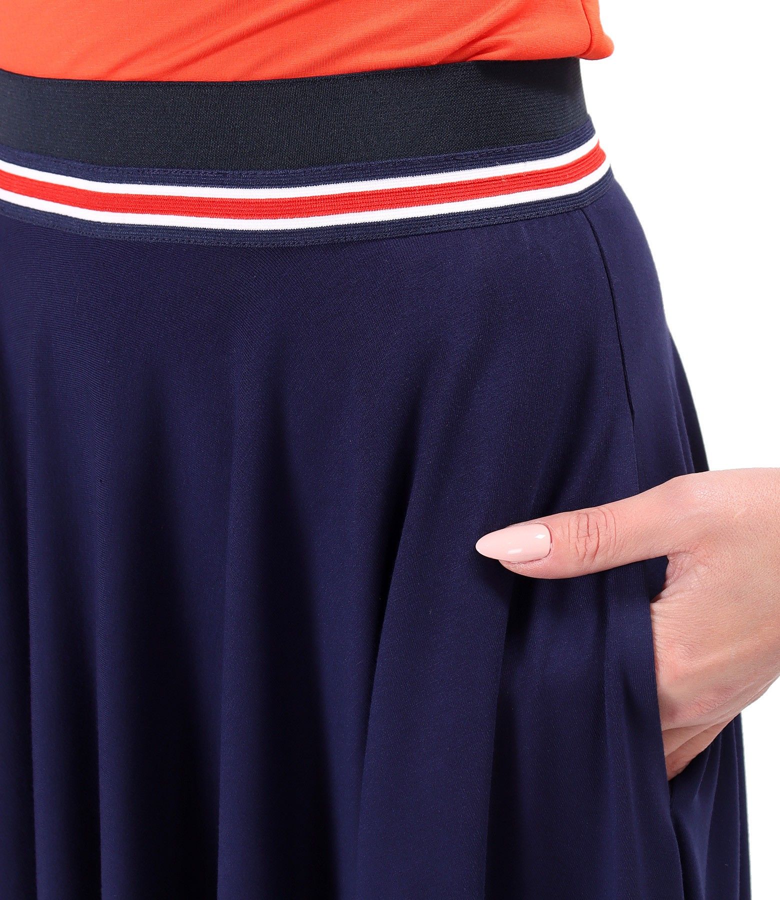 Fusta lunga clos din jerse elastic de viscoza bleumarin - YOKKO