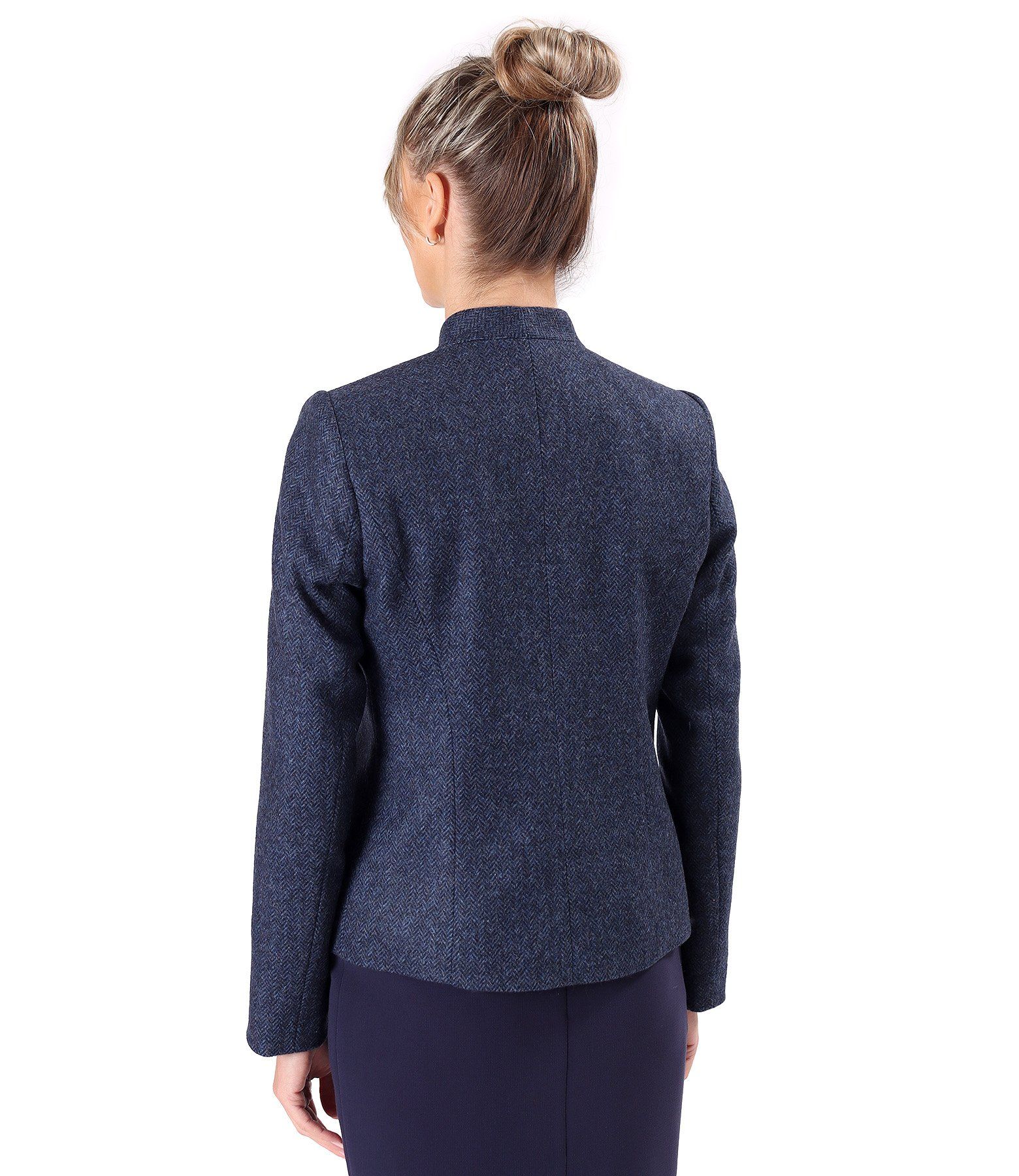 Sacou office din stofa cu lana bleumarin - YOKKO