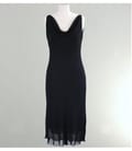 Rochie bie neagra cu falduri din voal de viscoza fina