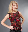 Bluza din tul elastic cu imprimeu floral