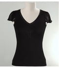 Tricou cu aripioare saten si aplicatie cristale