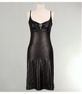 Rochie ocazie din jerse negru cu brosa cu strasuri