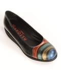 Pantofi Astore din piele neagra lacuita pictati manual Arcobaleno