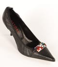 Pantofi Astore din piele neagra cu ornament din sticla de Murano