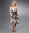 Rochie din bumbac cu imprimeu floral si cordon din saten