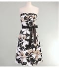 Rochie din bumbac cu imprimeu floral si cordon din saten