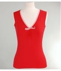 Tricou jerse uni rosu cu funda