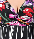 Rochie jerse imprimat cu nod pe bust