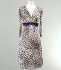Rochie din jerse leopard cu garnitura saten