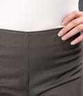 Pantaloni stofa gri-maro cu dungi satinate