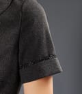 Rochie stofa gri inchis cu garnitura dantela si catifea