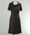 Rochie stofa gri inchis cu garnitura dantela si catifea