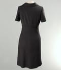 Rochie stofa gri inchis cu garnitura dantela si catifea