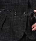 Sacou elegant gri cu tighel contrast