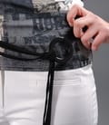 Tricou imprimeu gri cu cordon
