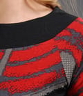 Tricou imprimeu gri negru rosu cu cordon