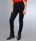 Pantaloni din jerse gros negru cu nervuri