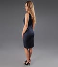 Rochie eleganta bleumarin din stofa elastica