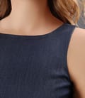 Rochie eleganta bleumarin din stofa elastica