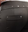 Pantaloni cu tinte metalice din saten gros elastic negru