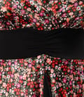 Rochie in colturi din saten cu imprimeu floral
