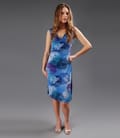 Rochie jerse imprimat cu decolteu in falduri