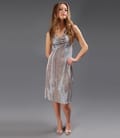 Rochie jerse imprimat cu decolteu in falduri