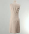 Rochie eleganta din in bej cu tighele contrast